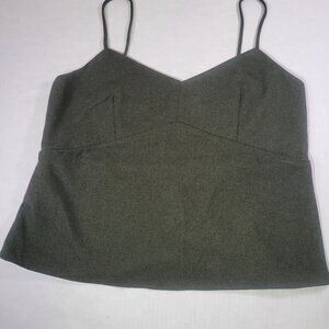Tibi Womens Olive Green Professional Sleeveless Cropped Camisole Tank Top Size 2